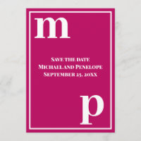 Énorme Monogramme Magenta Enregistrez la Date de T