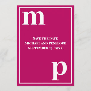 Invitation Énorme Monogramme Magenta Enregistrez la Date de T