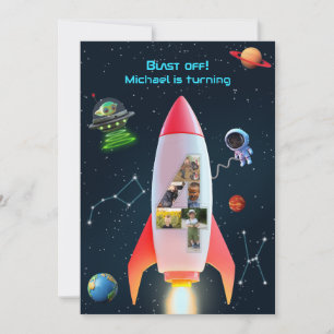 Invitation Énorme Quatre avec photos   Rocket Space 4e annive