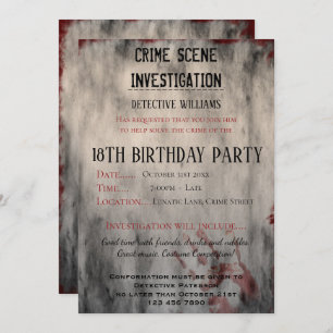 Invitation Enquête sur la scène de crime 18e fête d'anniversa
