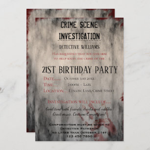 Invitation Enquête sur la scène de crime 21e fête d'anniversa