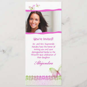 Invitation Enquêtes de Quinceanera Papillon Lace PG2