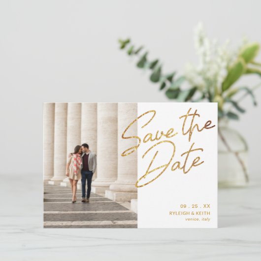 Invitation Enregistrer la colonne Date Modern Gold Parties sc (Debout devant)