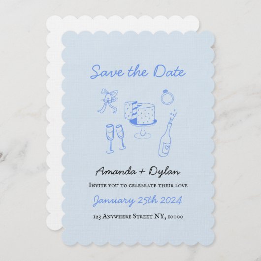 Invitation Enregistrer la date (Devant / Derrière)