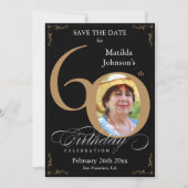 Invitation Enregistrer la date 60e anniversaire Gold et Black (Devant)