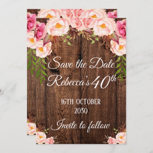 Invitation Enregistrer la date anniversaire (Devant / Derrière)