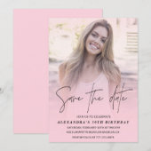 Invitation Enregistrer la date Anniversaire Fête Photo Blush (Devant / Derrière)