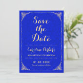 Invitation Enregistrer la date Anniversaire - Gold Royal Blue (Debout devant)