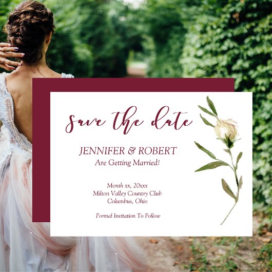 Invitation Enregistrer La Date Aquarelle Roses Blanches Cranb