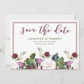 Invitation Enregistrer La Date Aquarelle Roses Blanches Cranb (Devant)