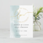 Invitation ENREGISTRER LA DATE | Aquarelle vert sarcelle (Debout devant)