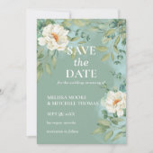 Invitation Enregistrer la date argent sauge eucalyptus fleur  (Devant)