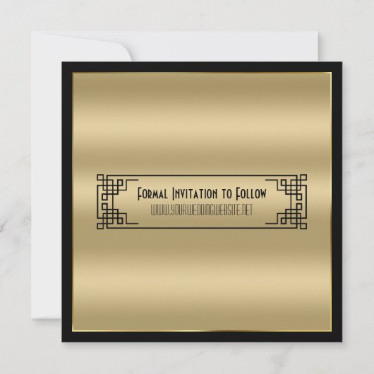 Invitation Enregistrer la date Art Déco Gatsby Glamor Gold Bl (Dos)