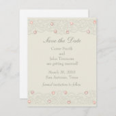 Invitation Enregistrer la date avec des cristaux de corail (Devant / Derrière)