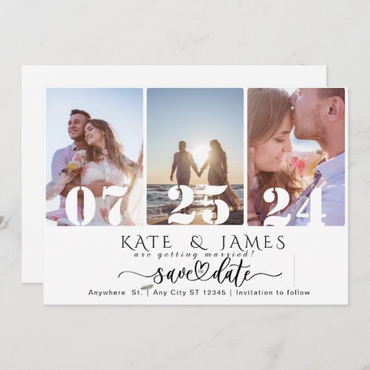 Invitation Enregistrer la date avec le modèle de code QR (Devant / Derrière)