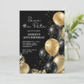 Invitation Enregistrer la date Black Elegant Script Anniversa (Debout devant)