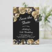 Invitation Enregistrer la date Black Gold 50e anniversaire (Debout devant)