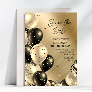 Invitation Enregistrer la date Black Gold Hommes 50e annivers