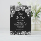 Invitation Enregistrer la date Black Silver 50e anniversaire (Debout devant)