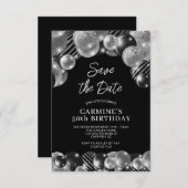 Invitation Enregistrer la date Black Silver 50e anniversaire (Devant / Derrière)