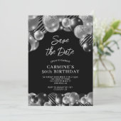 Invitation Enregistrer la date Black Silver 50e anniversaire (Debout devant)