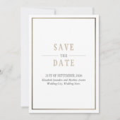 Invitation Enregistrer la date Blanc Bronze Or (Devant)