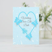 Invitation Enregistrer la date Bleu Coloured Heart Butterflie (Debout devant)
