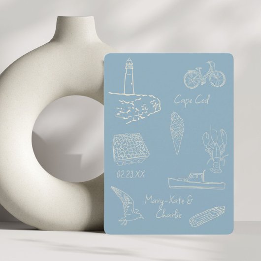 Invitation Enregistrer la date bleu poussiéreux Nouvelle-Angl