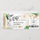 Invitation Enregistrer la date Boarding Pass World Map Croise (Devant)