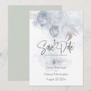 Invitation Enregistrer la date Bohemian Dusty Blue Floral