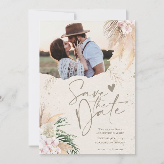 Invitation Enregistrer la date Boho Bohemian Card (Devant)