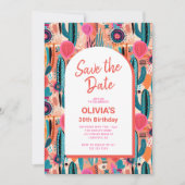 Invitation Enregistrer La Date Boho Succulent Photo Anniversa (Devant)