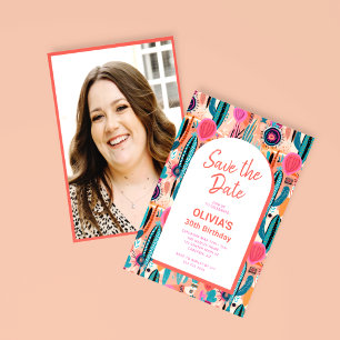 Invitation Enregistrer La Date Boho Succulent Photo Anniversa