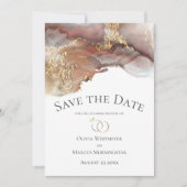 Invitation Enregistrer la date Bronze cuivre et or en encre m (Devant)