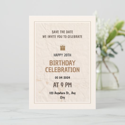 Invitation Enregistrer La Date Cadeau Crumpled 20e Anniversai (Debout devant)
