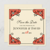 Invitation Enregistrer la date Cadre floral élégant CC1250 Vi (Devant / Derrière)