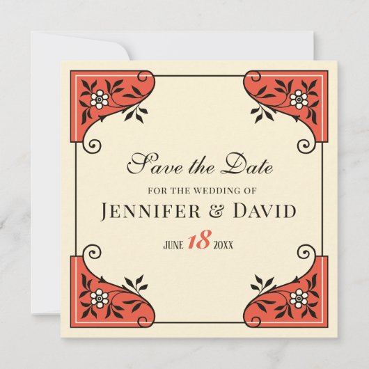 Invitation Enregistrer la date Cadre floral élégant CC1250 Vi (Devant)