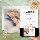 Invitation Enregistrer la date Calendrier Elegant Gold Heart