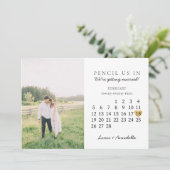 Invitation Enregistrer la date Calendrier Gold Heart Février  (Debout devant)