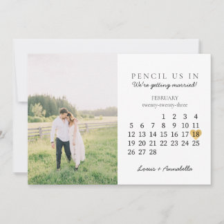 Invitation Enregistrer la date Calendrier Gold Heart Février 