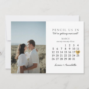 Invitation Enregistrer la date Calendrier Gold Heart Mars 202