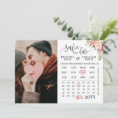 Invitation Enregistrer la date Calendrier photo mariage flora (Debout devant)