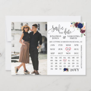 Invitation Enregistrer la date Calendrier photo marine bordea