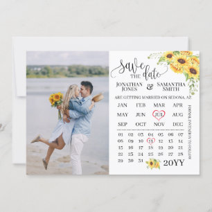 Invitation Enregistrer la date Calendrier photo tournesols ma
