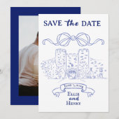 Invitation Enregistrer la Date Château Photo Baroq (Devant / Derrière)