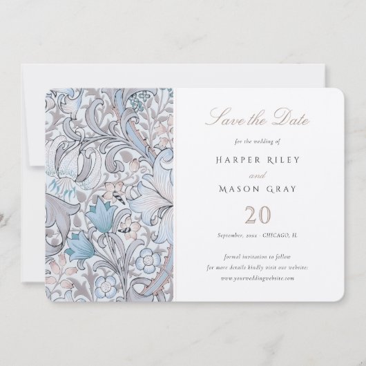 Invitation Enregistrer La Date Classic Golden Lily Pastel Mar (Devant)