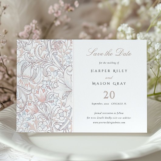 Invitation Enregistrer La Date Classic Golden Lily Pastel Mar