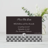 Invitation Enregistrer la date -Damask BlackElegance (Debout devant)
