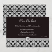 Invitation Enregistrer la date -Damask BlackElegance (Devant / Derrière)