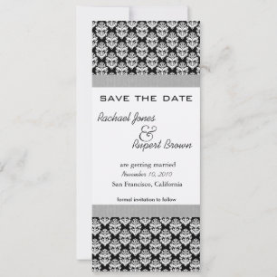 Invitation Enregistrer la date -Damask BlackElegance